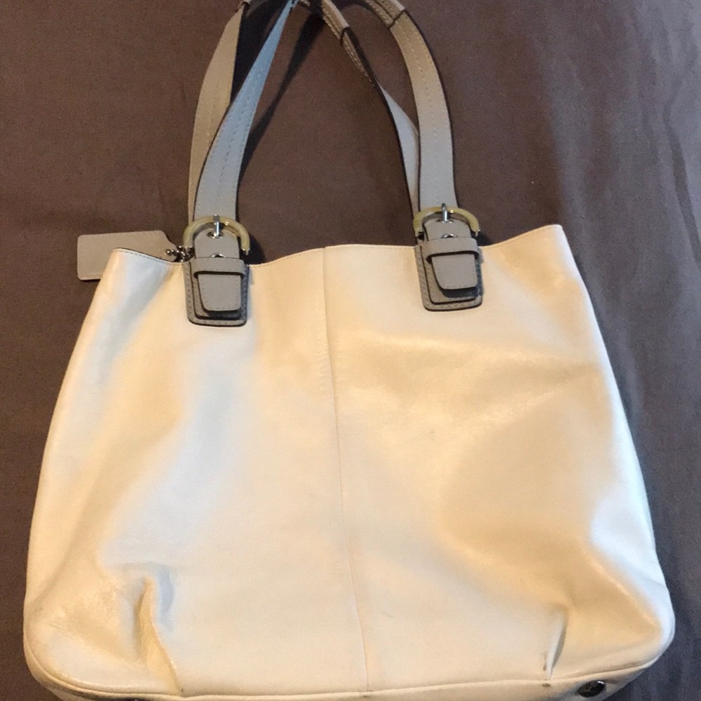 Coach grey & cream leather purse